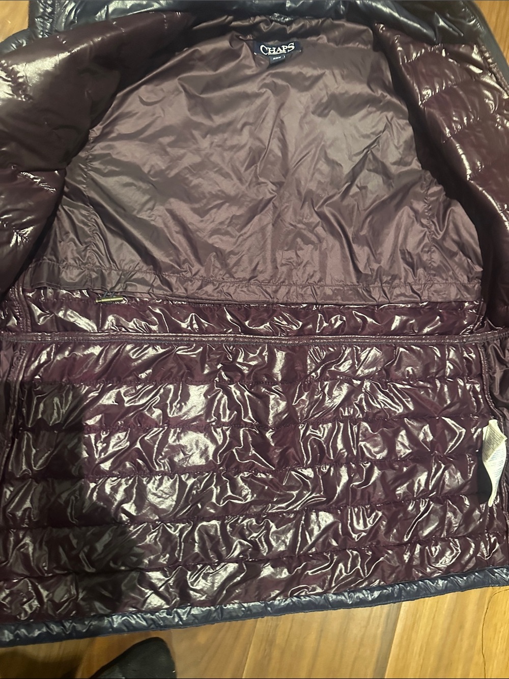 Chaps Navy Quilted Hooded Puffer Jacket - Picture 3 of 4